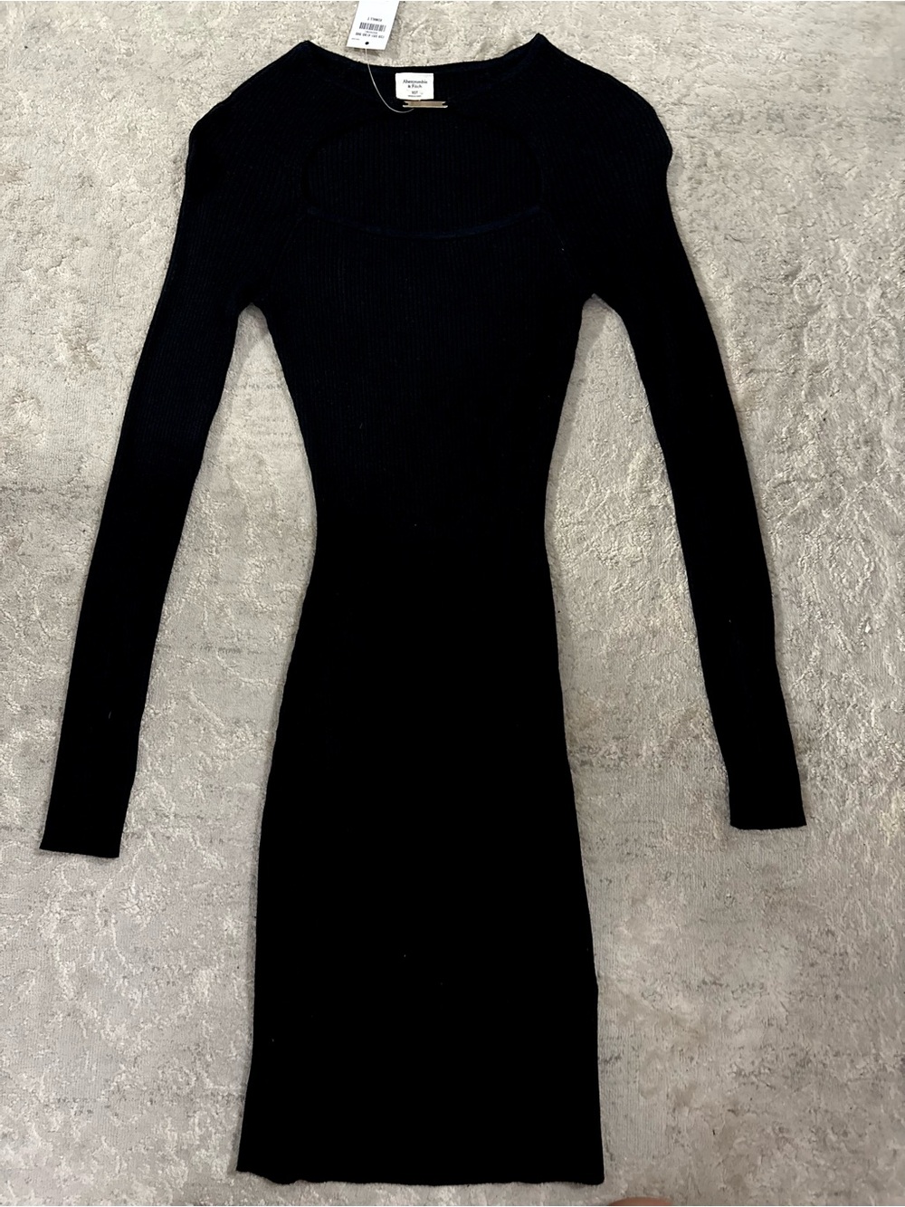 NWT❗️Abercrombie & Fitch Black Ribbed Long Sleeve Cutout Dress